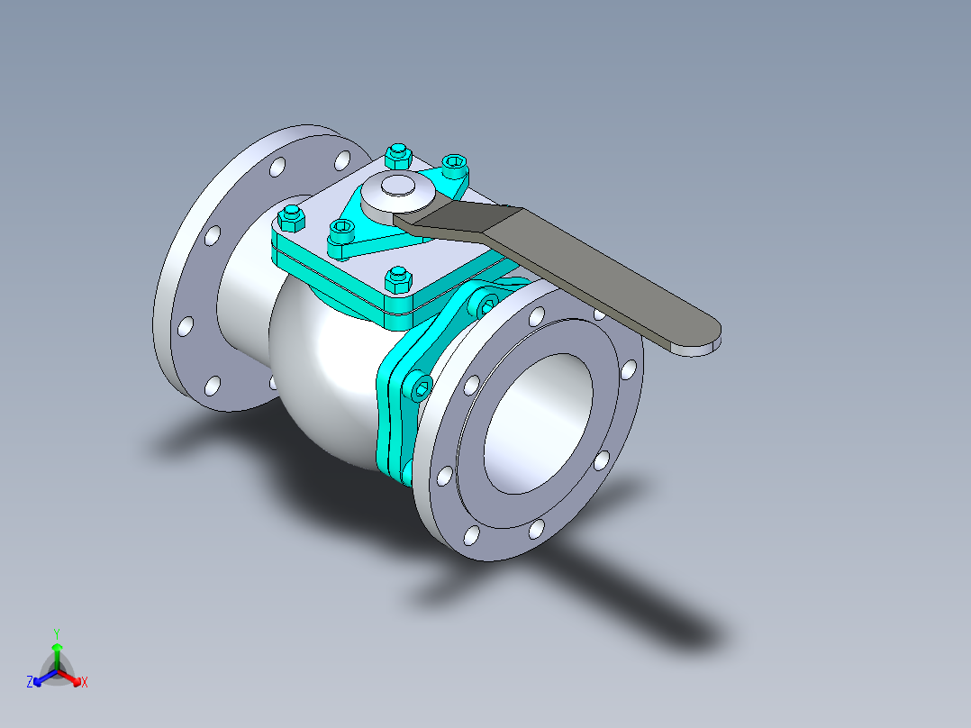 管道手动球阀-水管开关阀-手动阀门法兰连接球阀[125]主视图