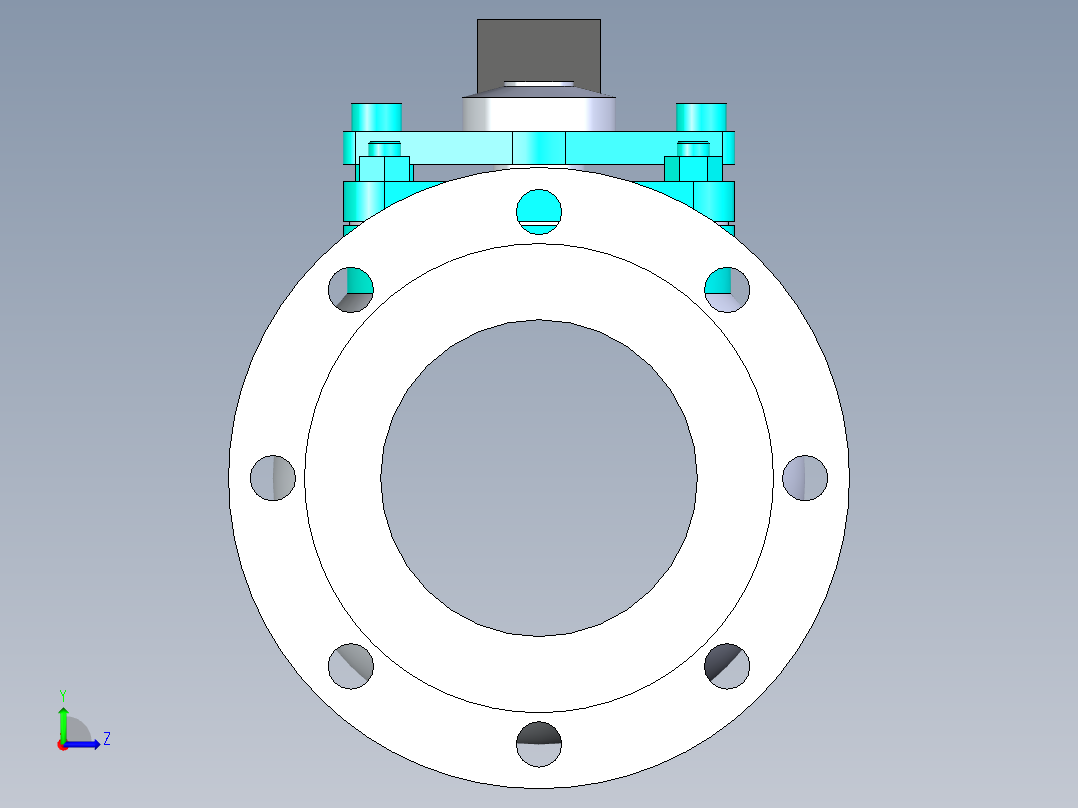 管道手动球阀-水管开关阀-手动阀门法兰连接球阀[125]左视图