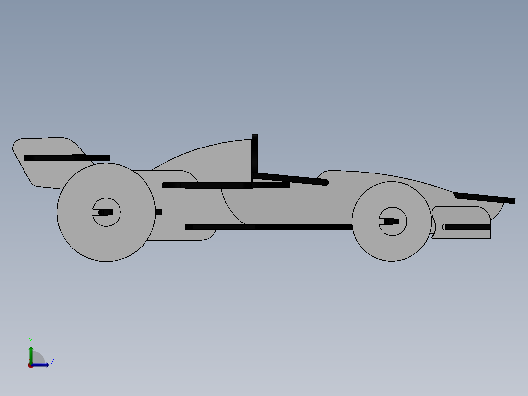 激光下料拼图赛车AutoCAD, Parasolid, SOLIDWORKS 2016, STEP _ IGES左视图