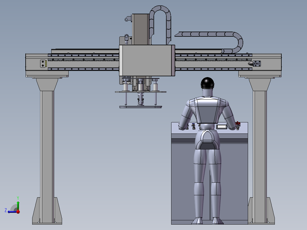 吸盘搬运机械手三维建模图纸右视图