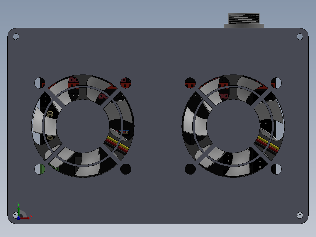 树莓派包装盒带散热风扇前视图