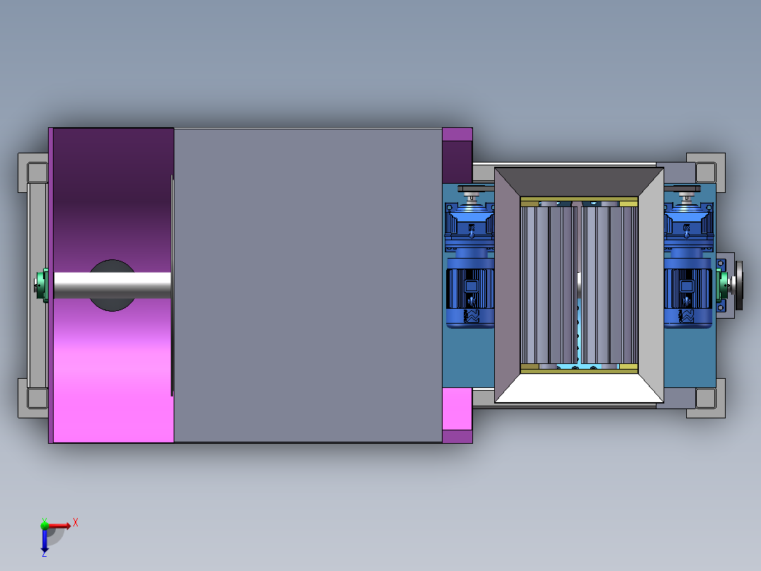 石榴去皮去籽机三维SW模型1049392俯视图