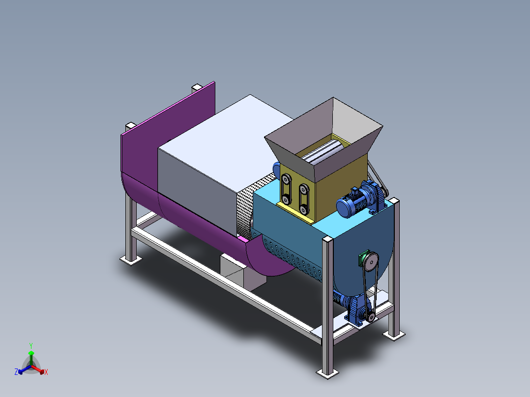 石榴去皮去籽机三维SW模型1049392正等轴测图