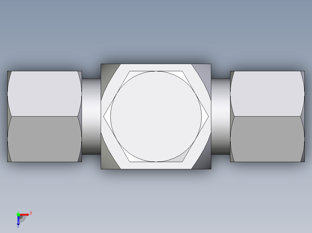 卡套式工业通用硬管接头EO_High_pressure_banjo_tee_TH08SM71俯视图