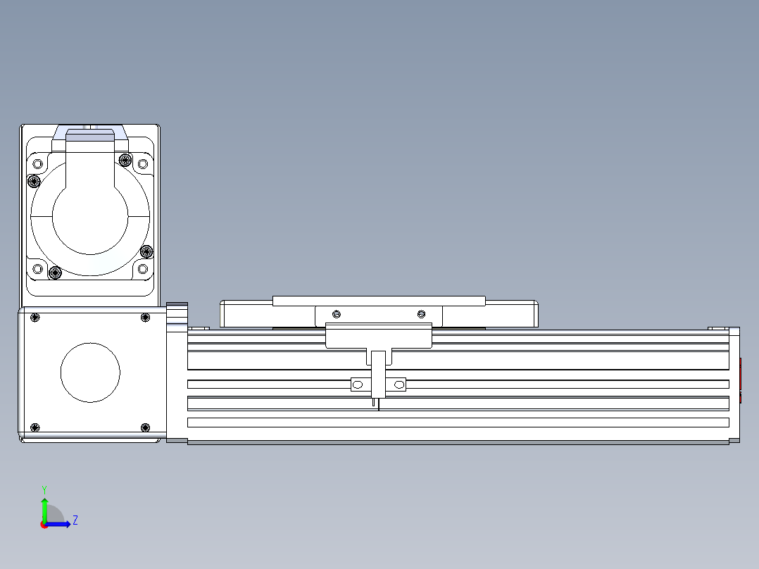 同步带全封闭直线模组TPA-HCB-110D-90-L50-LU-Y-P40-N3左视图