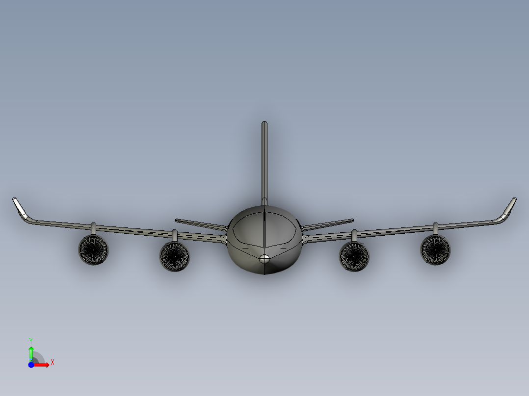 B2004469-闪电蓝飞机模型前视图