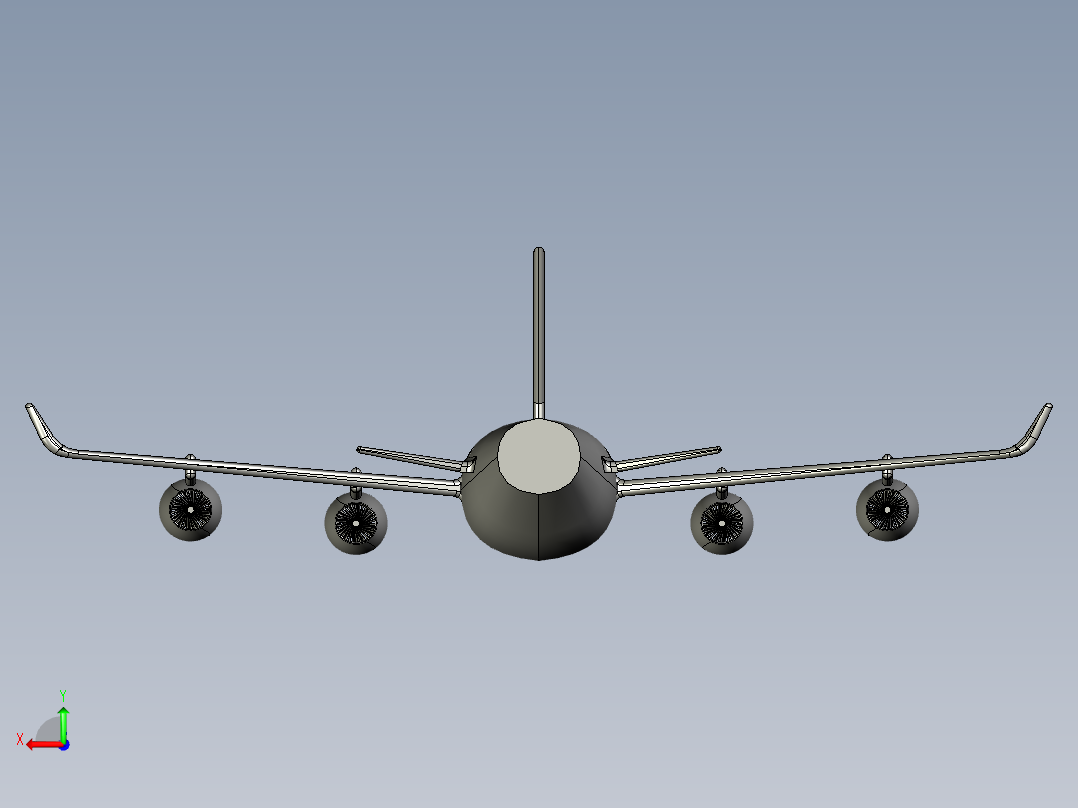 B2004469-闪电蓝飞机模型后视图