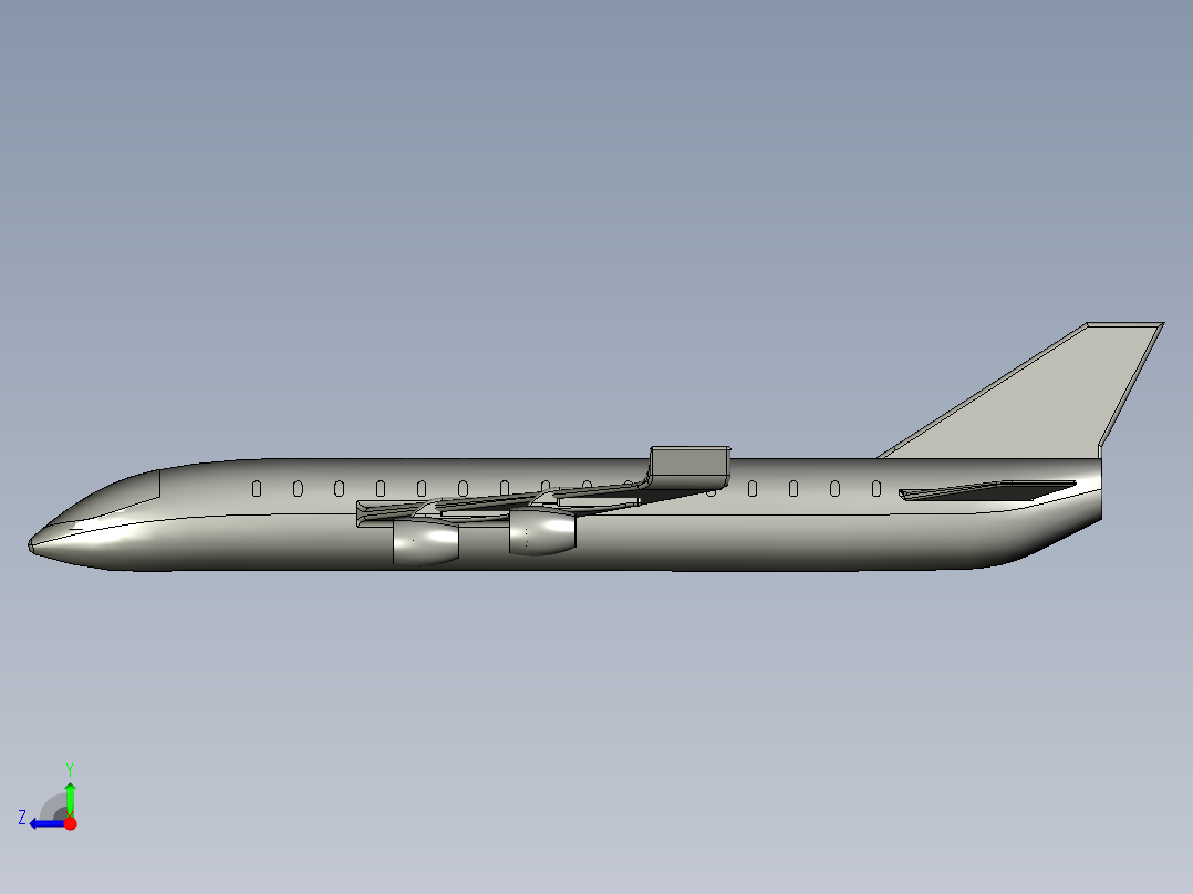 B2004469-闪电蓝飞机模型右视图