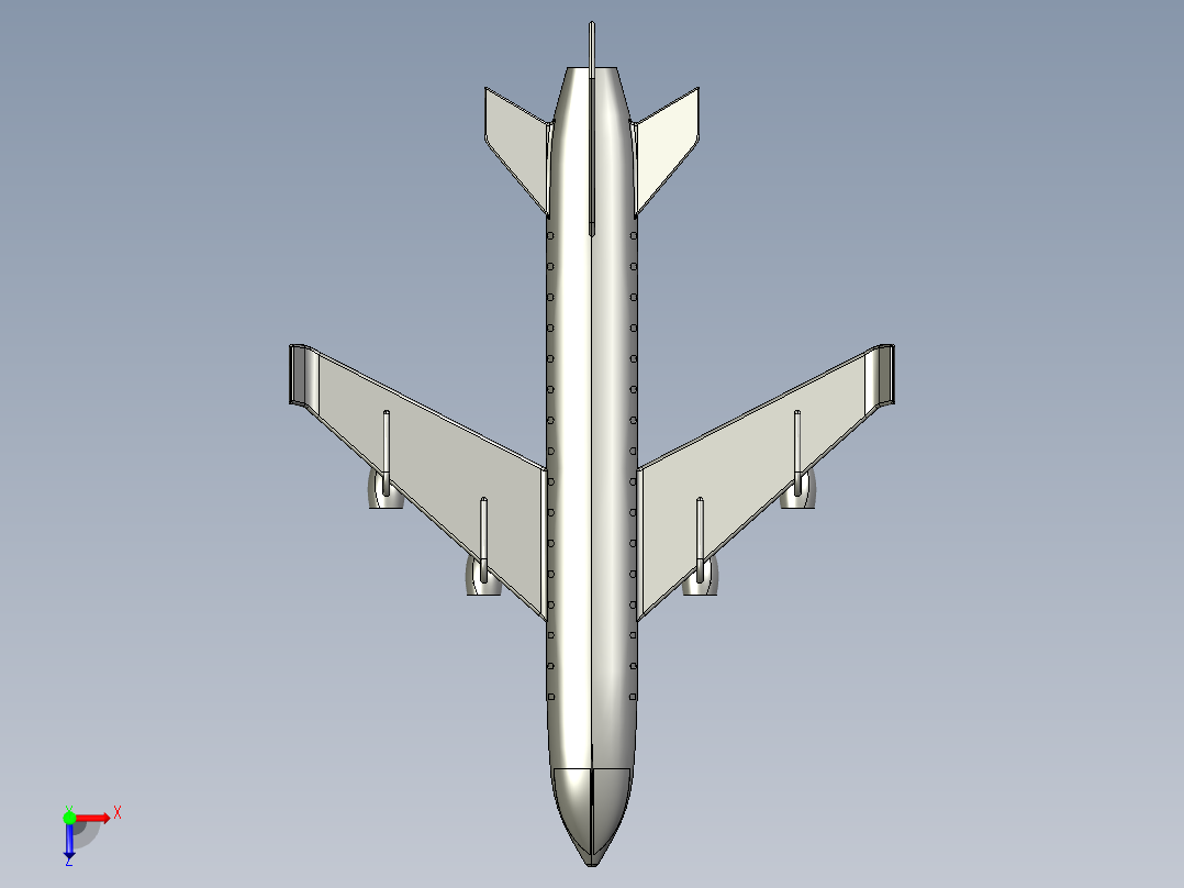 B2004469-闪电蓝飞机模型俯视图