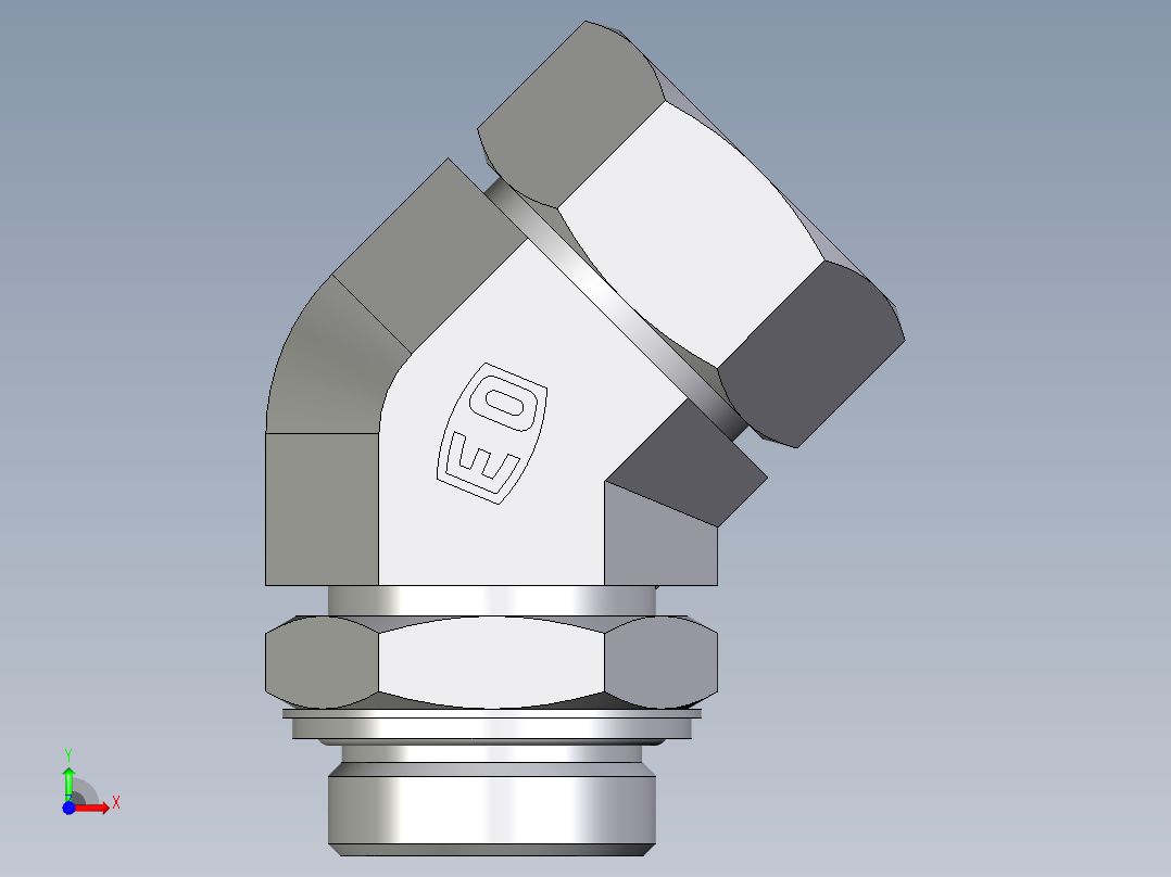 卡套式工业通用硬管接头EO_Adjustable_locknut_45_deg_elbow_VEE35LRCF前视图
