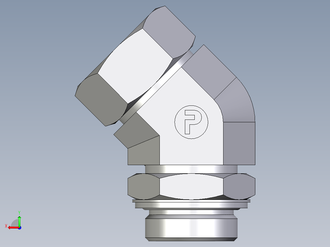 卡套式工业通用硬管接头EO_Adjustable_locknut_45_deg_elbow_VEE35LRCF后视图