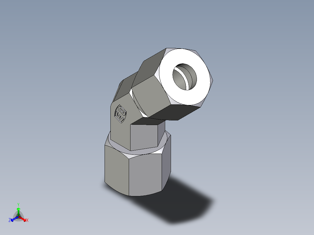 卡套式工业通用硬管接头EO_Swivel_nut_45_deg_elbow_EV08ZLCF主视图