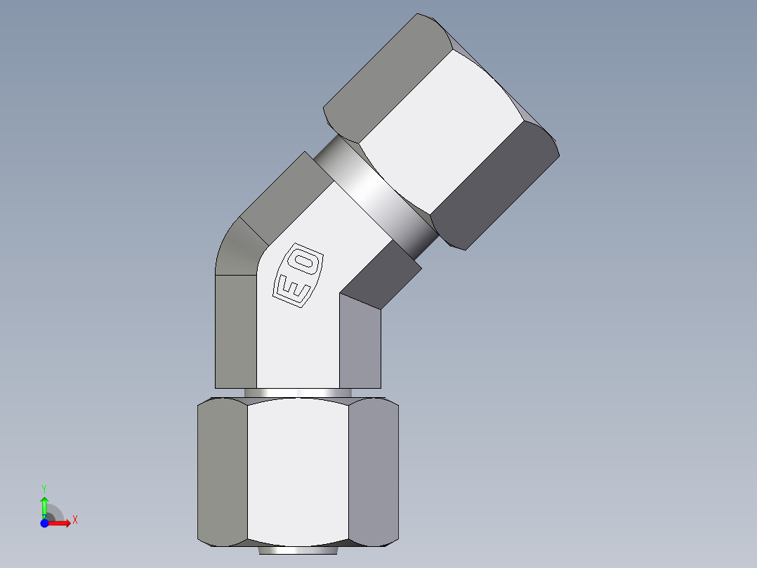卡套式工业通用硬管接头EO_Swivel_nut_45_deg_elbow_EV08ZLCF前视图