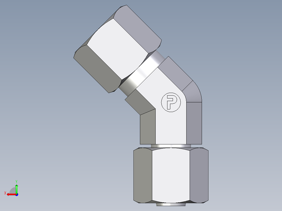 卡套式工业通用硬管接头EO_Swivel_nut_45_deg_elbow_EV08ZLCF后视图
