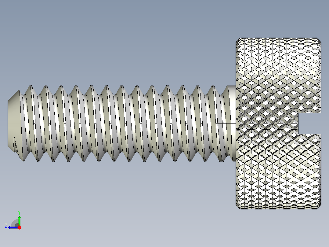 开槽滚花螺钉-M2 x 6mm右视图