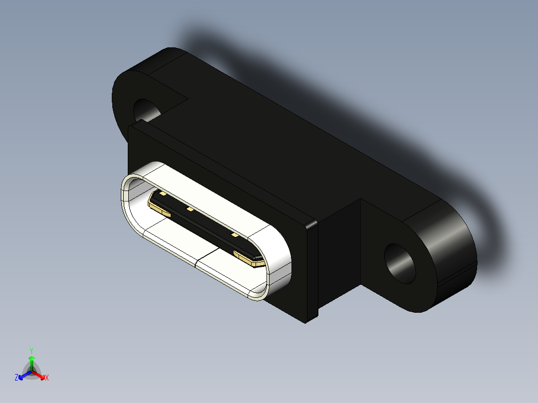 USB C 型插座面板安装正等轴测图
