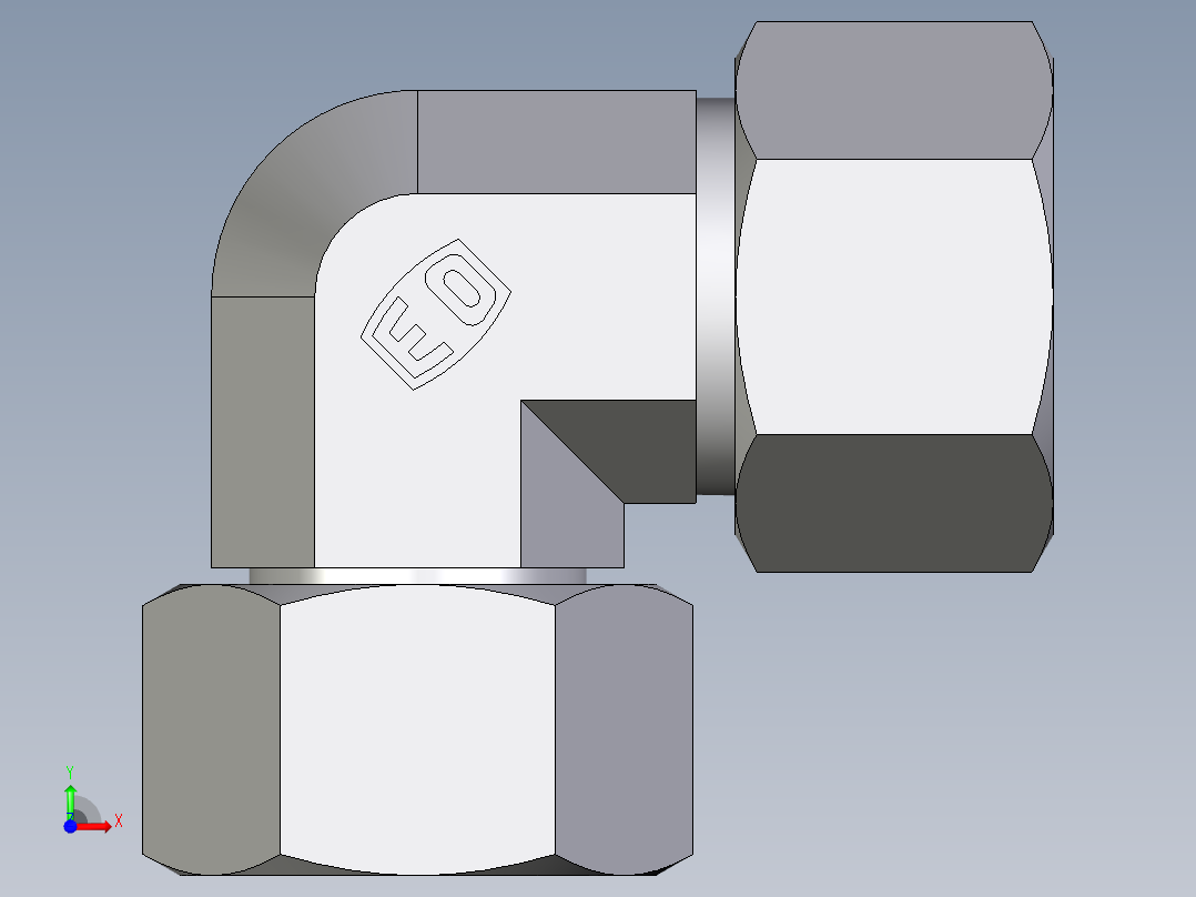 卡套式工业通用硬管接头EO_Swivel_nut_elbow_EW20ZSCF前视图