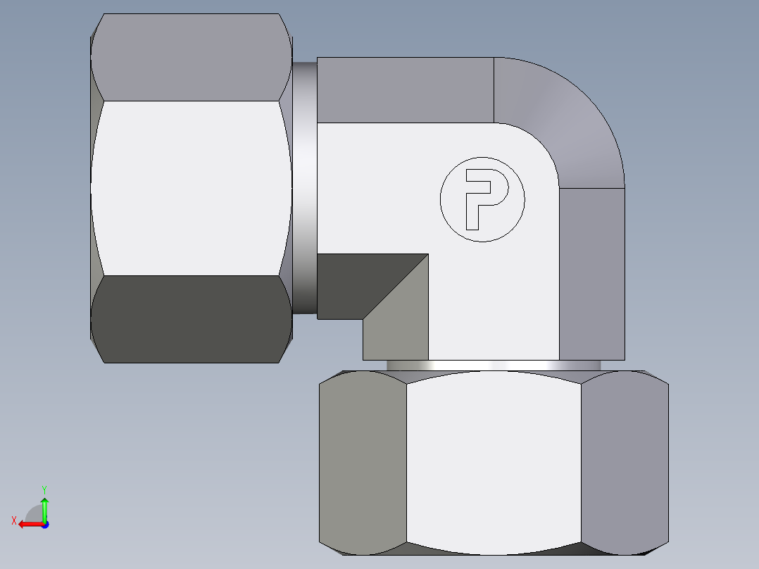 卡套式工业通用硬管接头EO_Swivel_nut_elbow_EW20ZSCF后视图