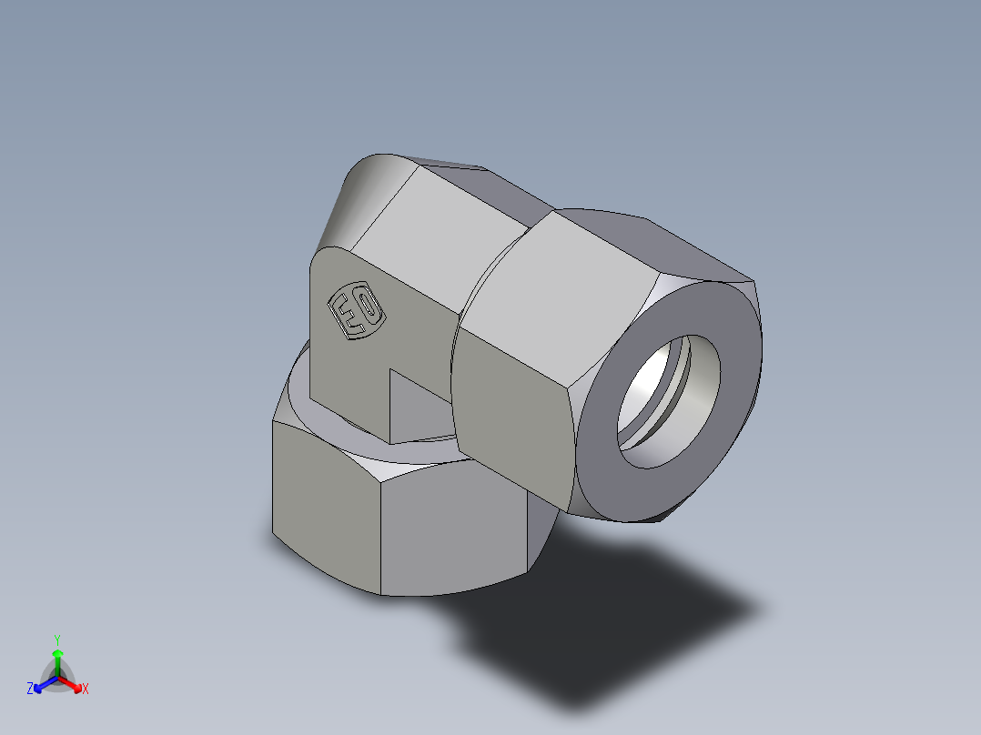 卡套式工业通用硬管接头EO_Swivel_nut_elbow_EW20ZSCF正等轴测图