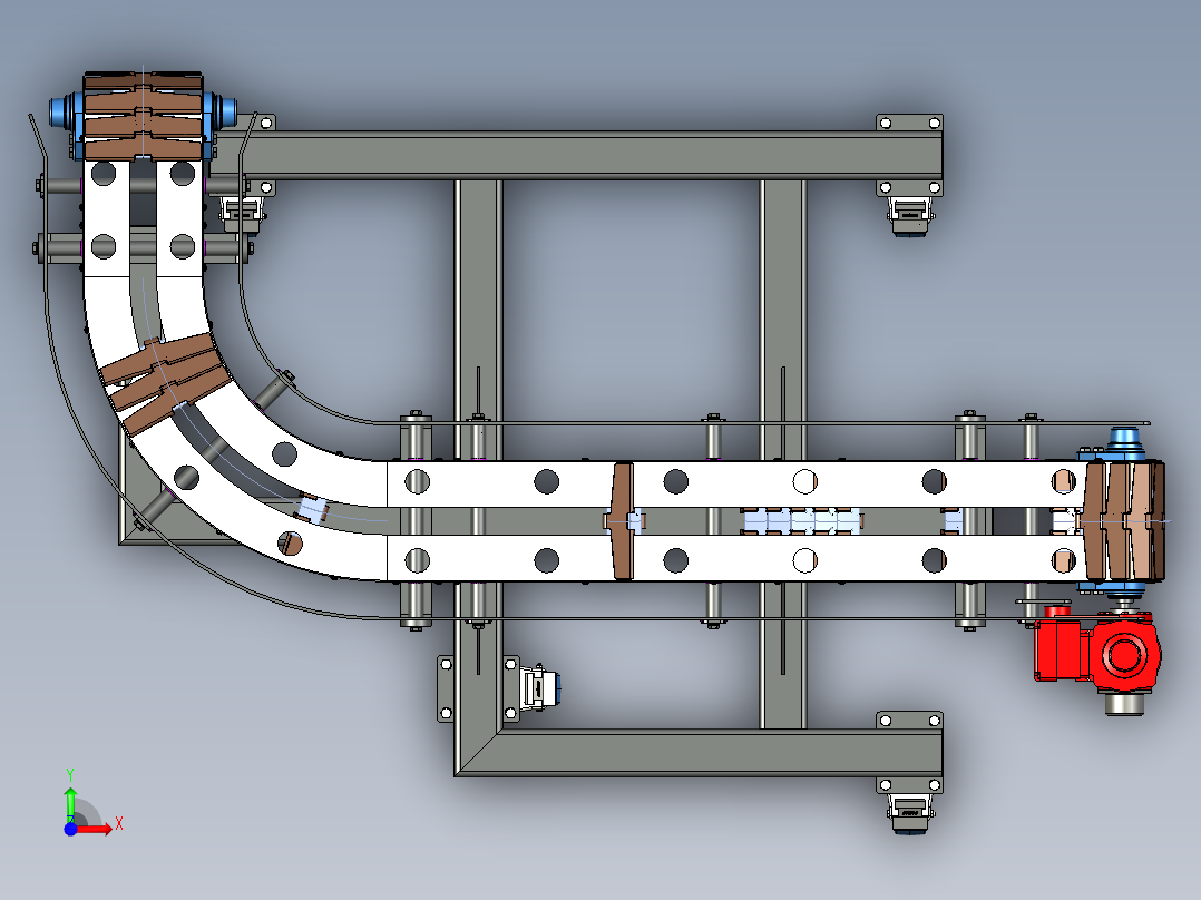 90度弯小型板条链输送机---x_t stp前视图