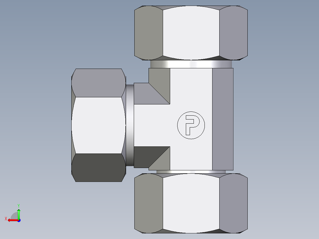 卡套式工业通用硬管接头EO_Swivel_nut_run_tee_EL22ZLCF后视图