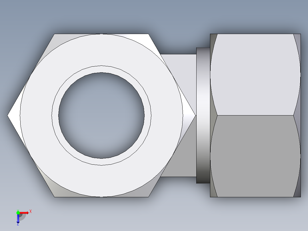 卡套式工业通用硬管接头EO_Swivel_nut_run_tee_EL22ZLCF俯视图