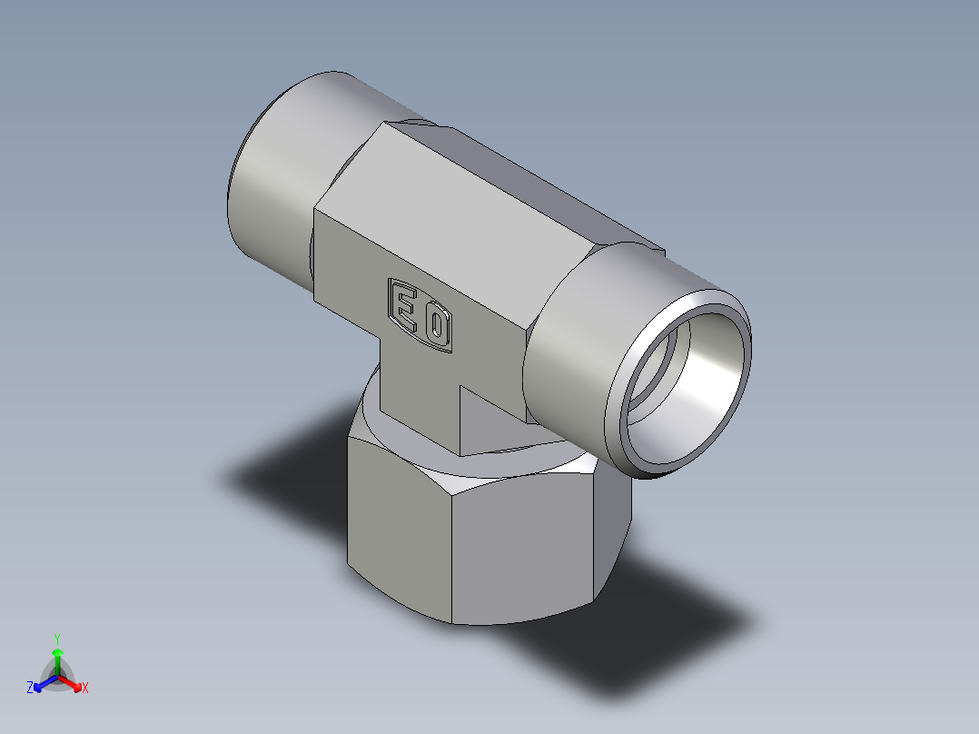 卡套式工业通用硬管接头EO_Swivel_nut_branch_tee_ET12LOMD71主视图