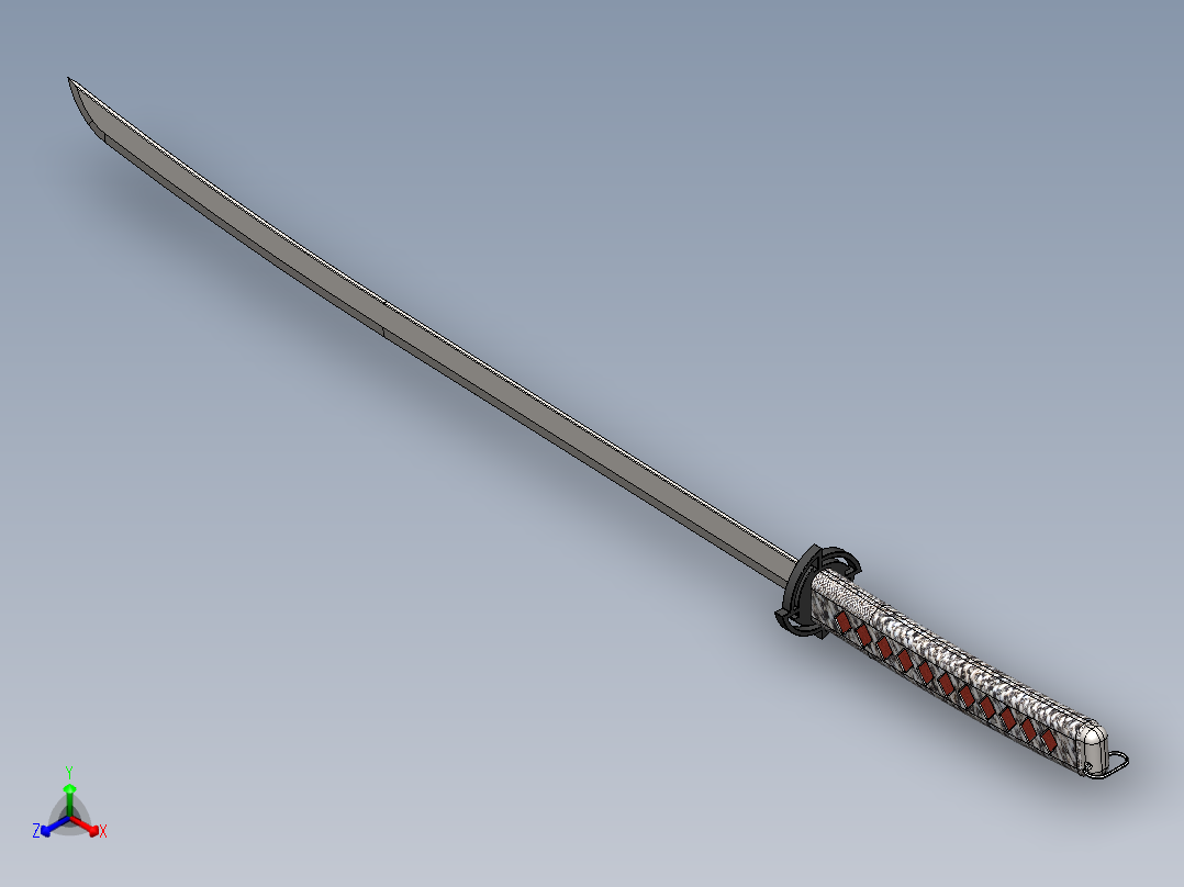 长手柄东洋武士刀正等轴测图