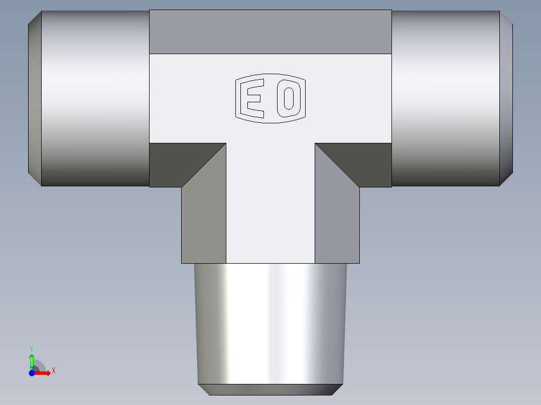 卡套式工业通用硬管接头EO_Male_stud_run_tee_TE10LRCFX前视图
