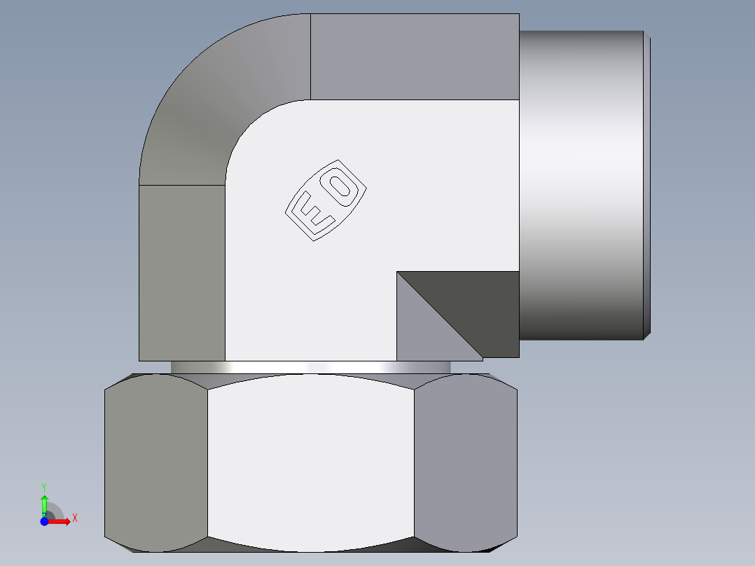 卡套式工业通用硬管接头EO_Swivel_nut_elbow_EW38SOMDCF前视图
