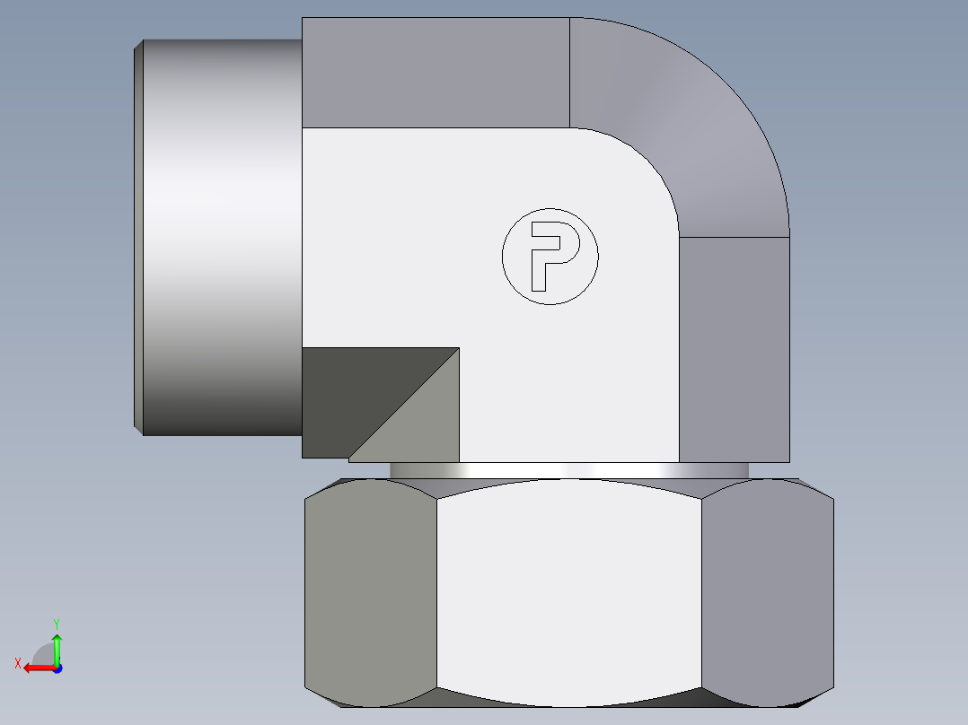 卡套式工业通用硬管接头EO_Swivel_nut_elbow_EW38SOMDCF后视图
