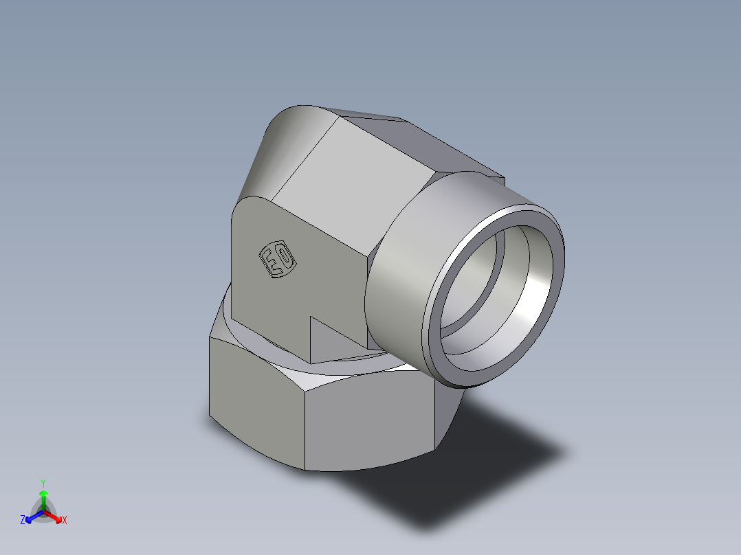 卡套式工业通用硬管接头EO_Swivel_nut_elbow_EW38SOMDCF正等轴测图