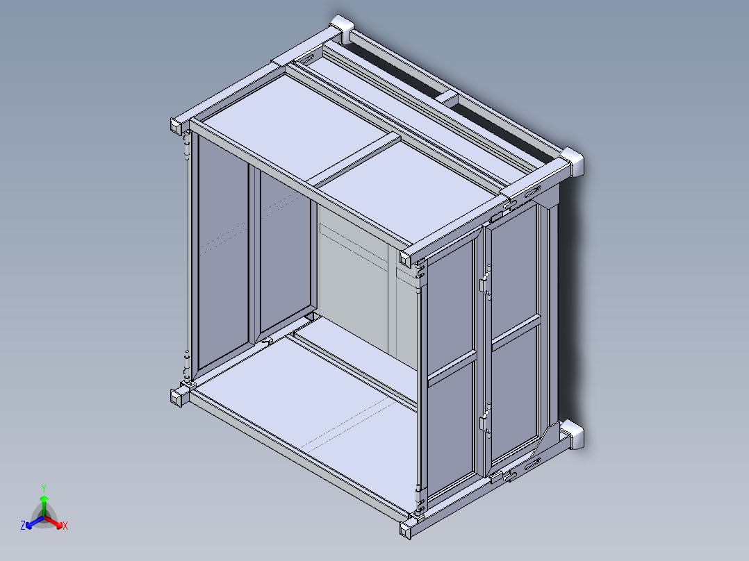 1000x1000x700折叠料箱正等轴测图