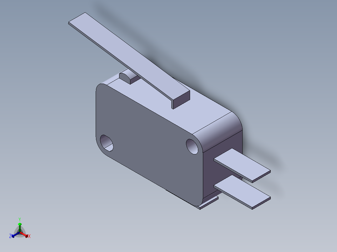 OMRON微动开关V_152_1C25正等轴测图