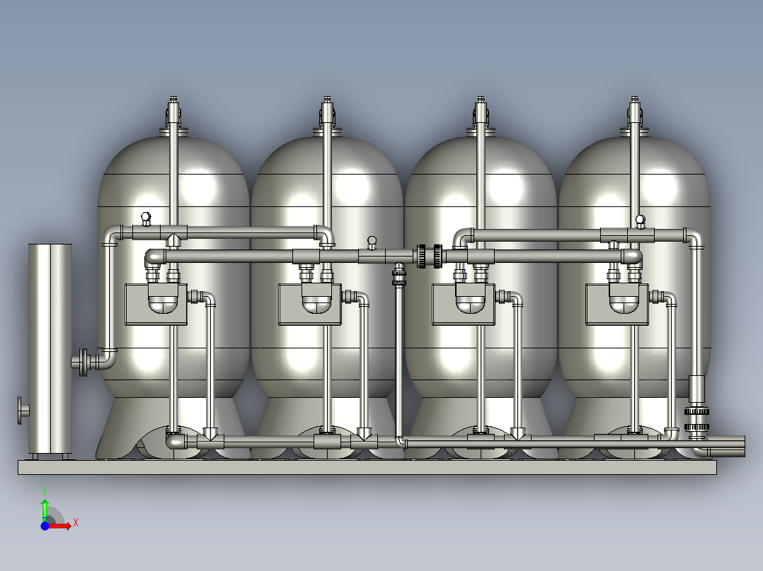 砂滤器和活性炭前视图