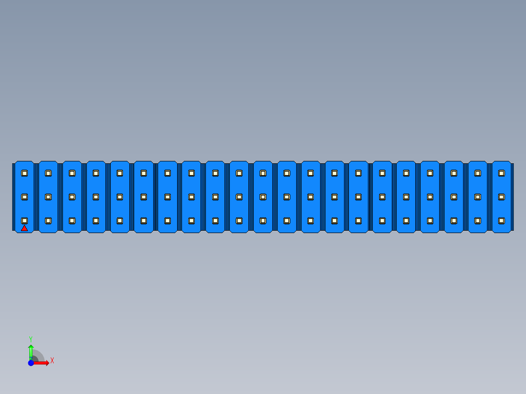 彩色公头100mil（2.54mm）系列-DS1021_blue_3x21p_100mil_Type19_rev1.0前视图