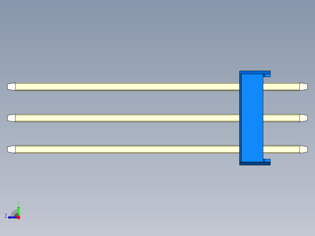 彩色公头100mil（2.54mm）系列-DS1021_blue_3x21p_100mil_Type19_rev1.0右视图