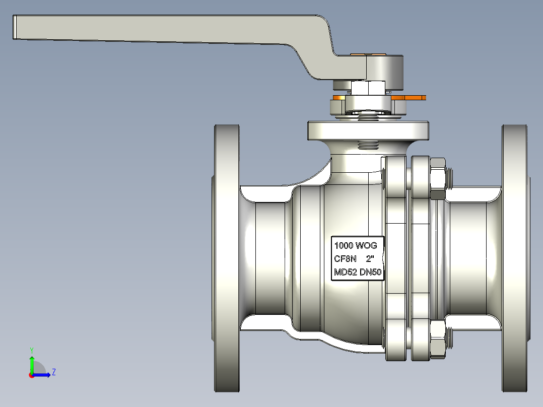 管道手动球阀-水管开关阀-手动阀门User Library-md52c150dn50左视图