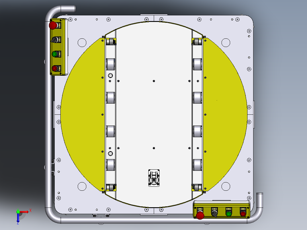 90°180°旋转滚轮滚筒输送线sw12可编辑俯视图