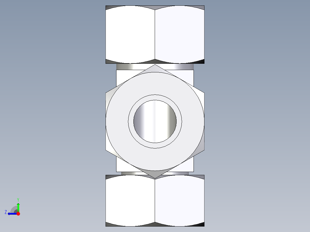 卡套式工业通用硬管接头EO_Swivel_nut_run_tee_EL25ZSCF右视图