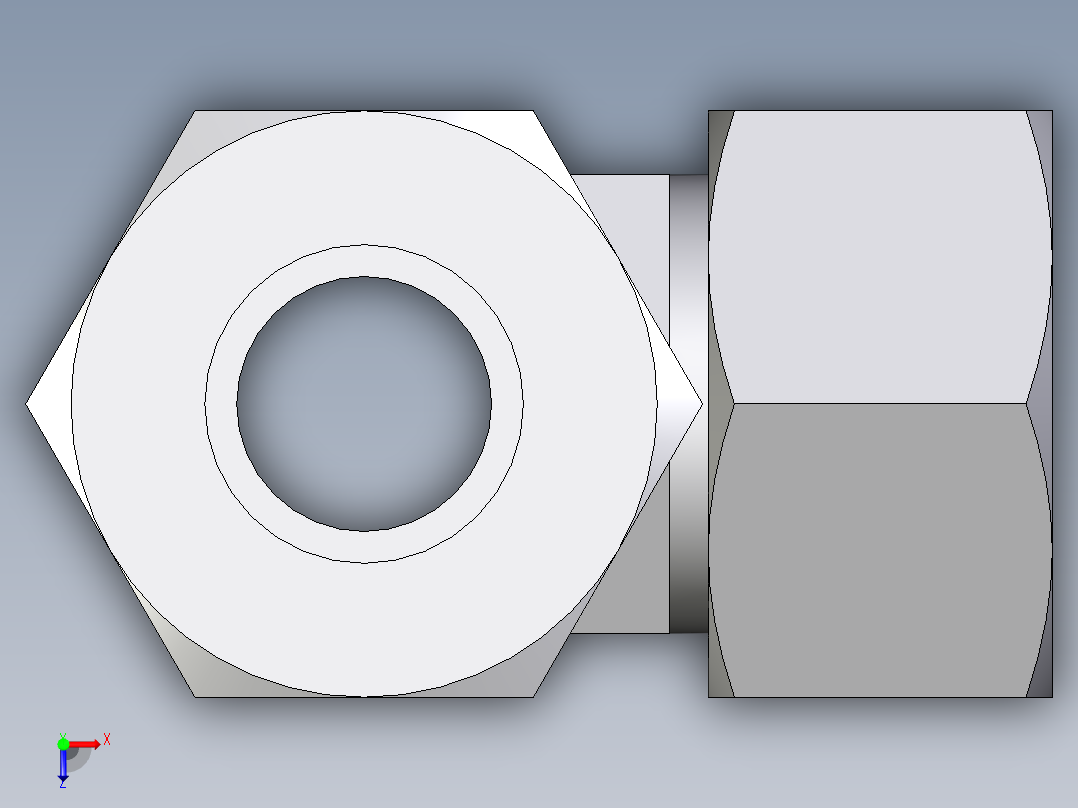 卡套式工业通用硬管接头EO_Swivel_nut_run_tee_EL25ZSCF俯视图