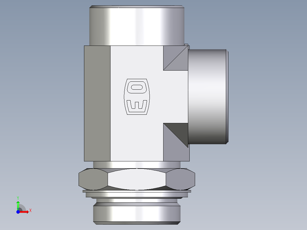 卡套式工业通用硬管接头EO_Adjustable_locknut_run_tee_LEE38SROMDCF前视图
