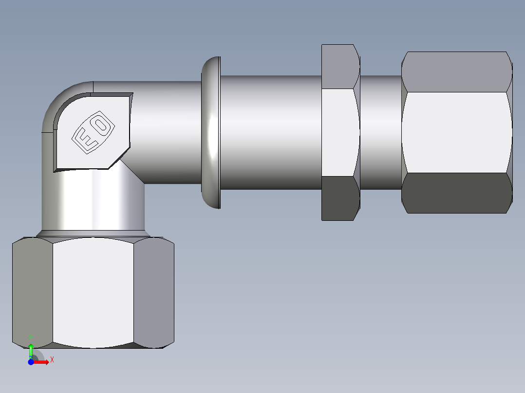卡套式工业通用硬管接头EO_Bulkhead_elbow_WSV10ZS71前视图