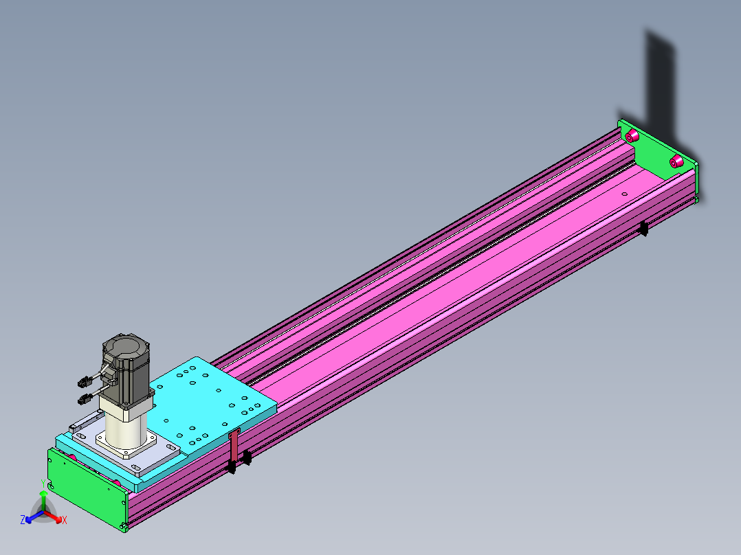 东锦齿条传动DH210G-L167-S1100-BU-减速机+P750W.STEP正等轴测图