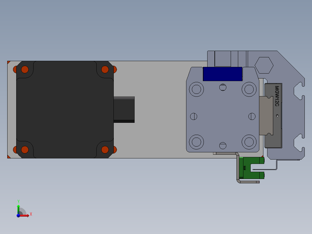 电动滑台模组SRW45侧装模型前视图