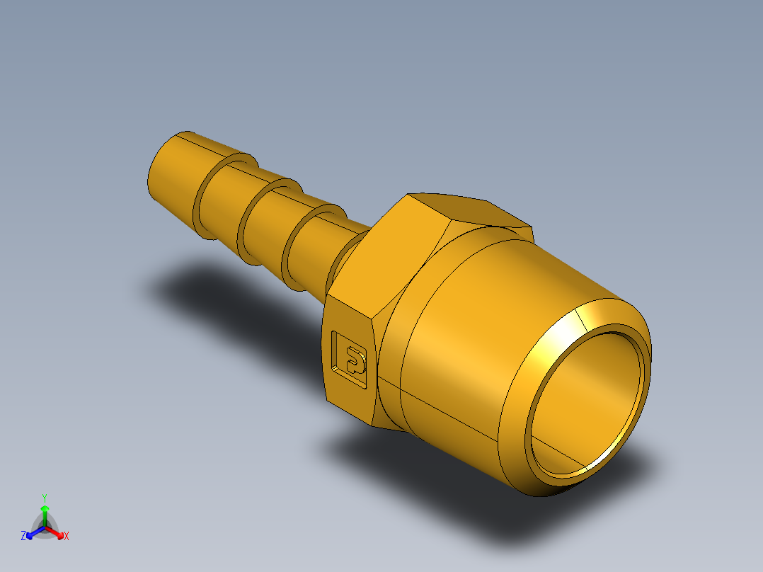 倒齿式工业管接头Hose Barb to Male Pipe 125HBL-4-6正等轴测图