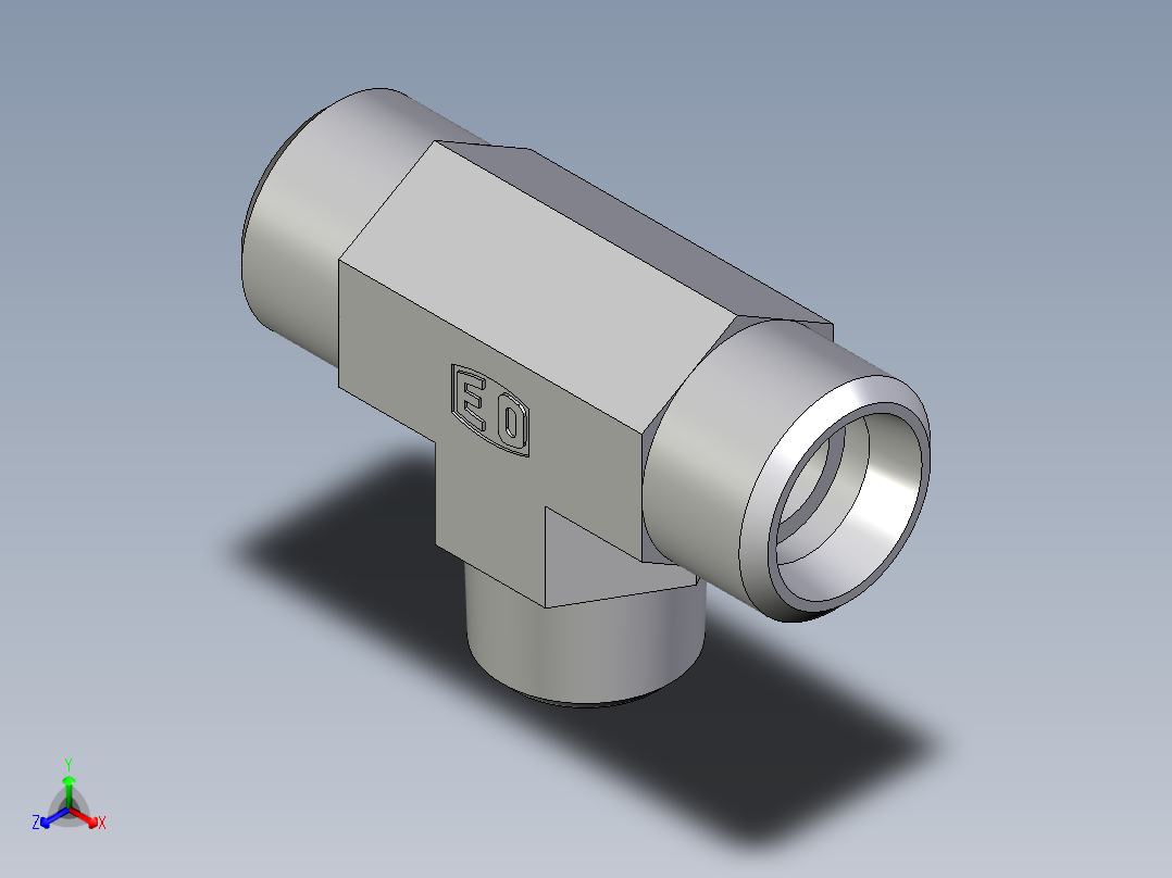 卡套式工业通用硬管接头EO_Male_stud_run_tee_TE16SR71X主视图