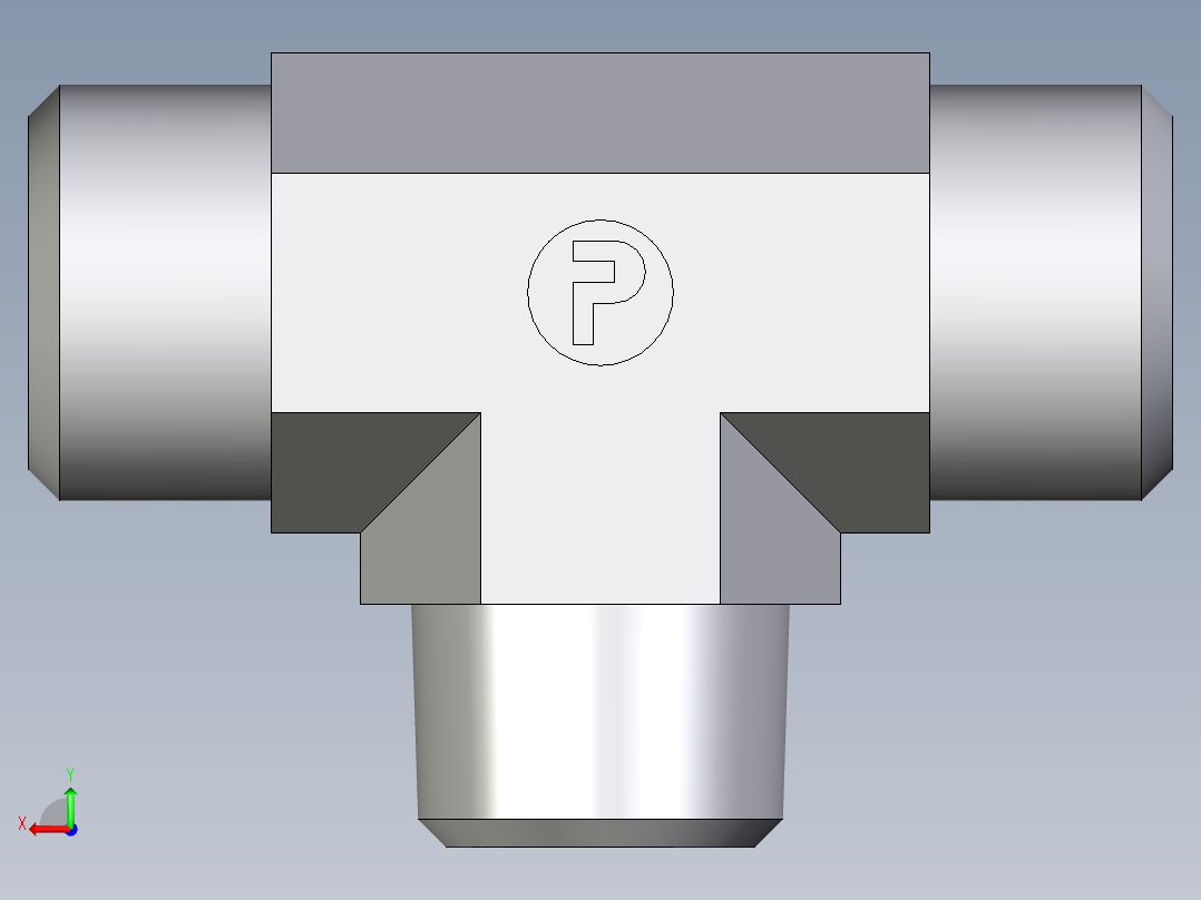 卡套式工业通用硬管接头EO_Male_stud_run_tee_TE16SR71X后视图