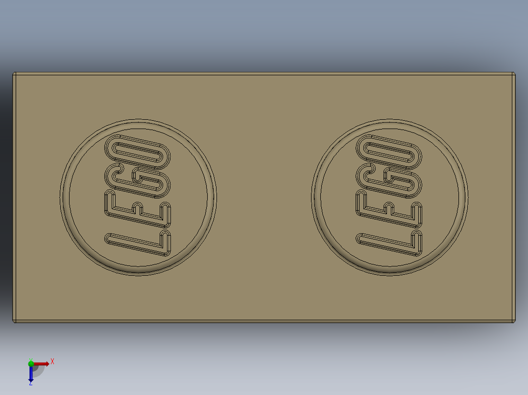 乐高套装 4421基本积木-4109995 - 3004 Brick Yellow -Tan Brick 1 x 2.SLDPRT俯视图