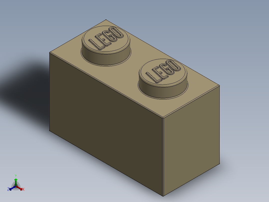 乐高套装 4421基本积木-4109995 - 3004 Brick Yellow -Tan Brick 1 x 2.SLDPRT正等轴测图